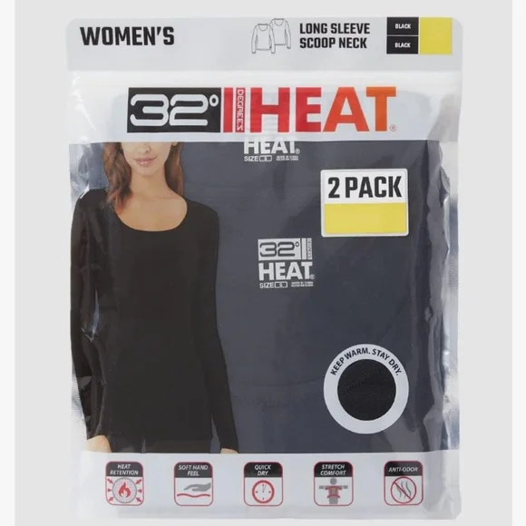 Women's 2-Pack Ultra Lightweight Thermal Long-Sleeve Baselayer Shirt| Scoop Neck - Picture 2 of 7